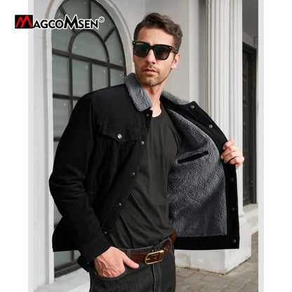 MAGCOMSEN Men's Corduroy Jackets Vintage Sherpa Fleece