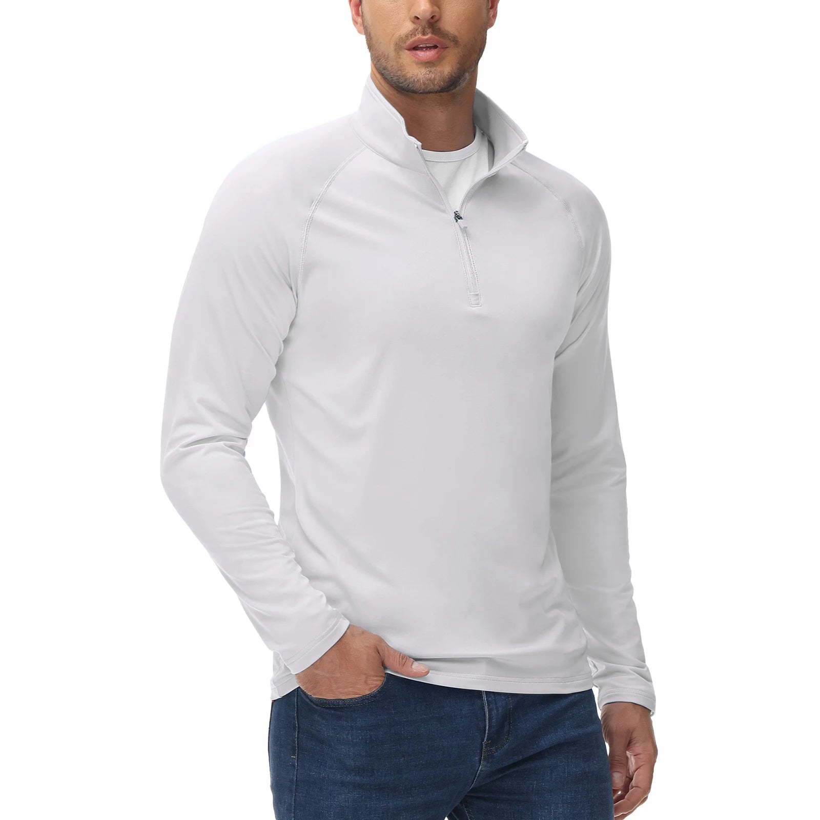 Men's Spring Soft Fleece-Lined Sweatshirt – Long Sleeve 1/4 Zip Thermal Shirt for Workout, Hiking, and Casual Wear