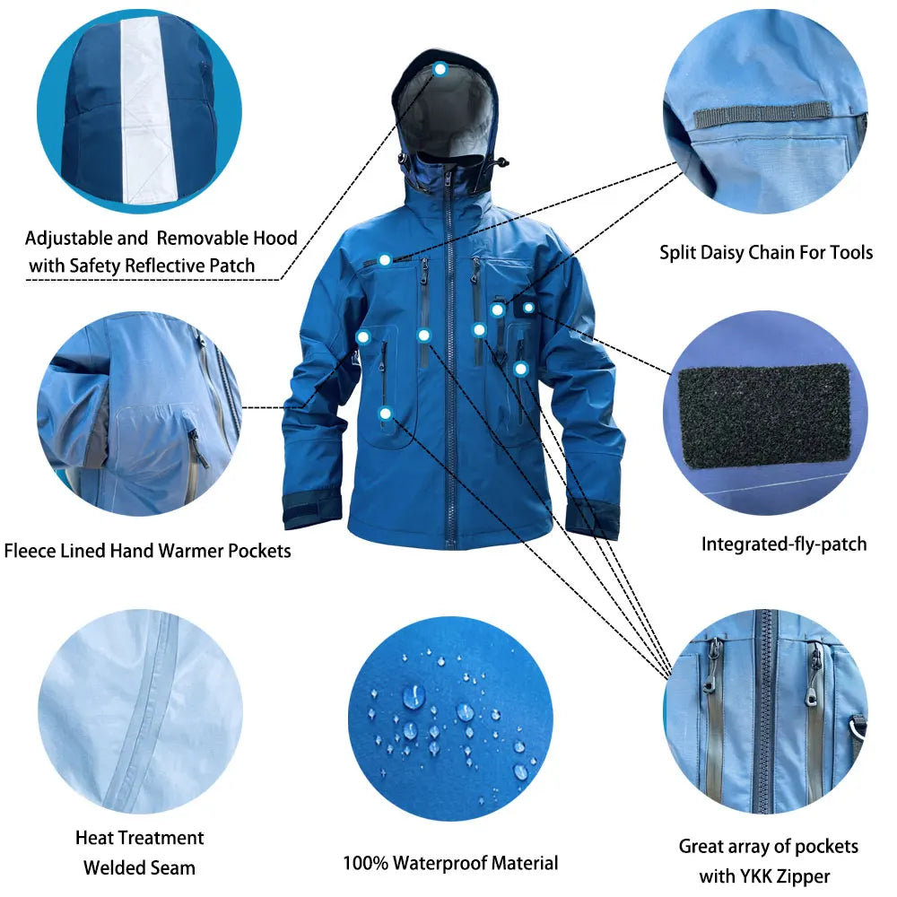 3L Waterproof Breathable Rain Wading Jacket for Hiking