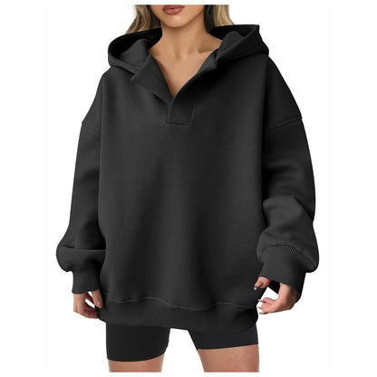 Women'S V Neck Oversized Hoodie With Pocket Fashion Trend