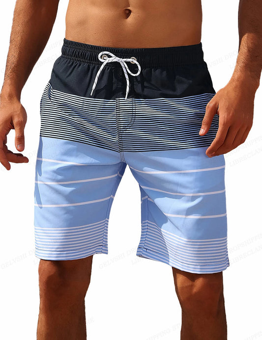 Striped Beach Shorts Men Fashion Swimwear Board Shorts