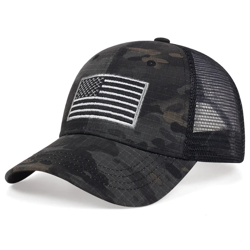 Unisex American Flag Embroidery Baseball Net Caps Ideal Sunscreen Hat