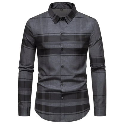 Men's New Spring Summer Long Sleeve Shirt Stripes Fashion