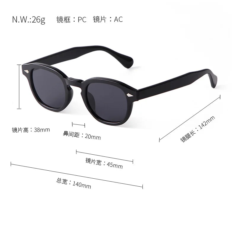 Unisex Vintage Shell Round Sunglasses