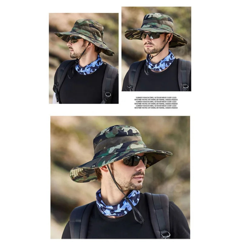 Summer Men Breathable Sun Hat Outdoor Traveling Fishing Hat