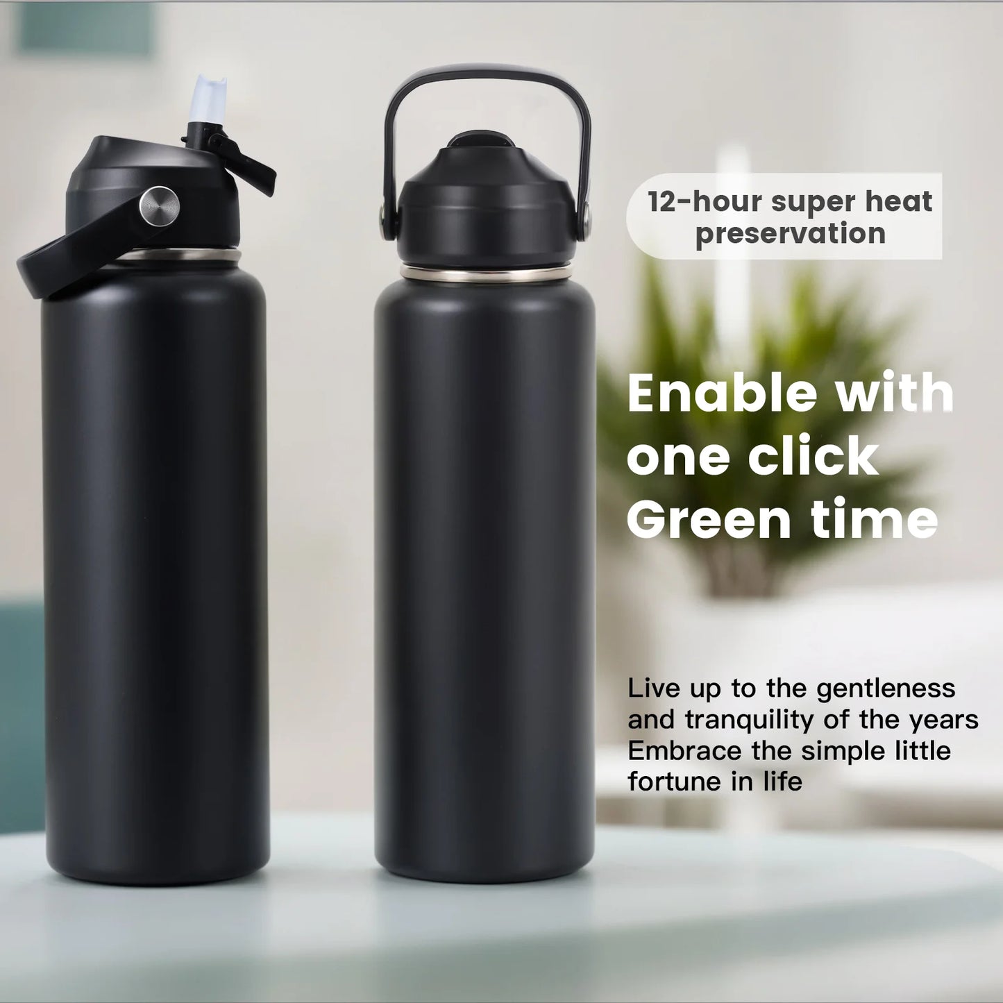 40oz Insulated Water Bottle with Straw Handle