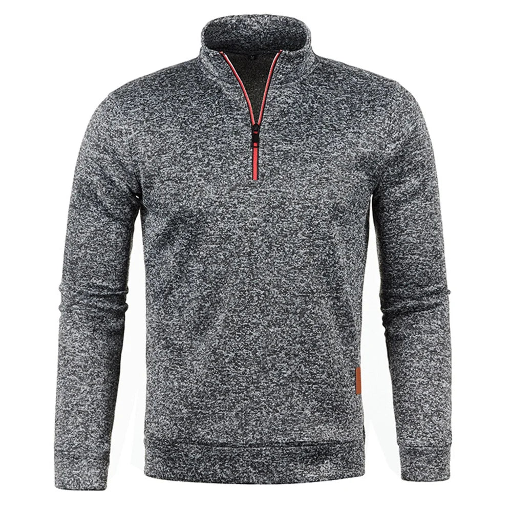 Men Pullover Men's Thicker Sweatshirts Half Zipper Pullover