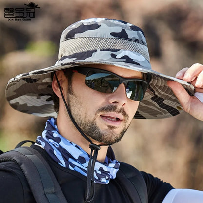 Summer Men Breathable Sun Hat Outdoor Traveling Fishing Hat