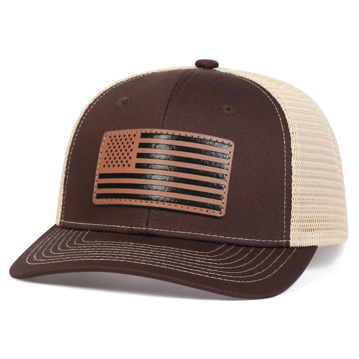 1piece Unisex American Flag Leather Label Baseball Caps