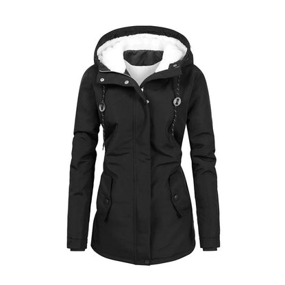 Winter Women Warm Parkas Hooded Retro Thick Plush Coats