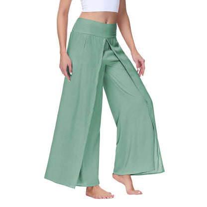 Women High Waisted Elastic Pleated Flare Palazzo Pants