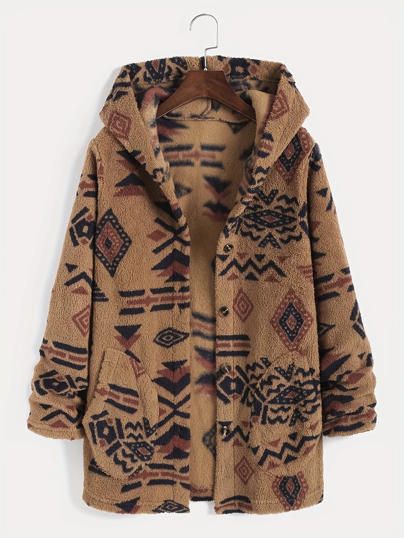 Women's Aztec National Printing Plush Coat for Ladies