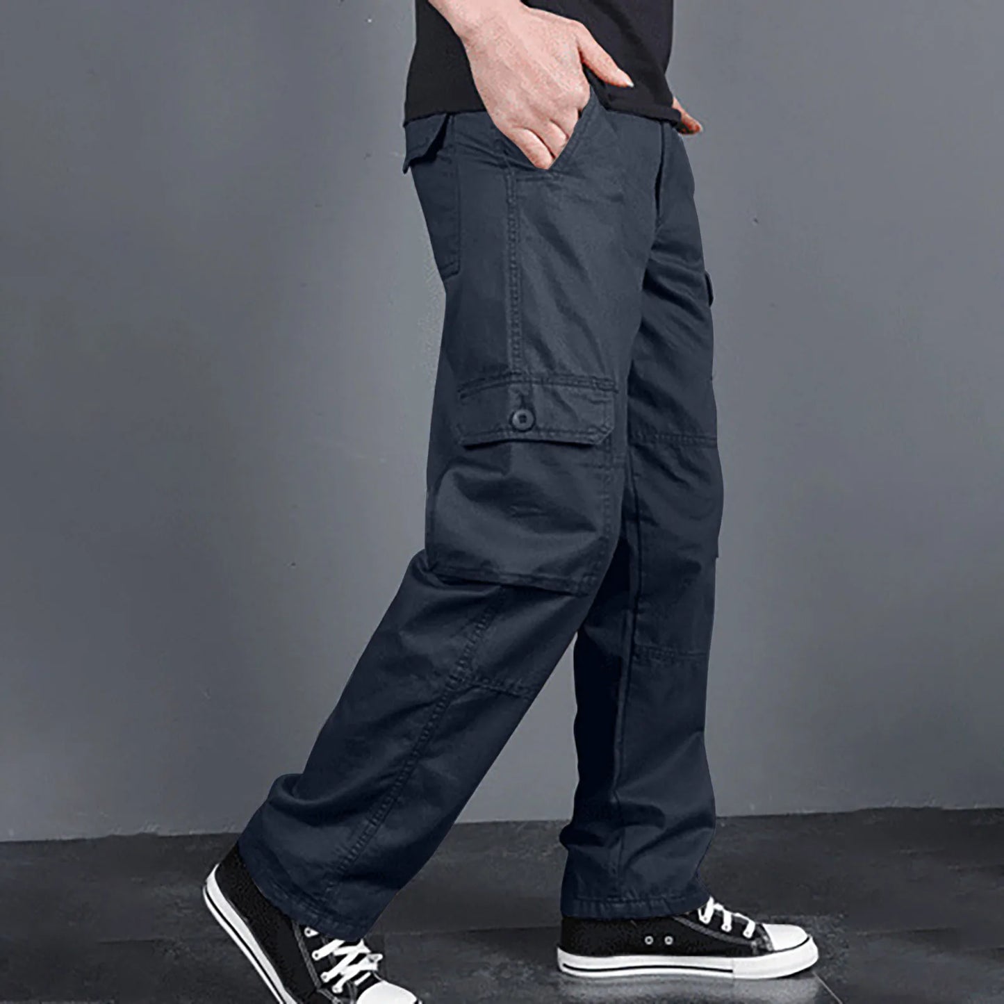 Men's Cargo Pants Fashion Loose Solid Color Straight Cylinder