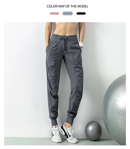 Fabric Drawstring Joggers Women Quick Dry Athletic Pants