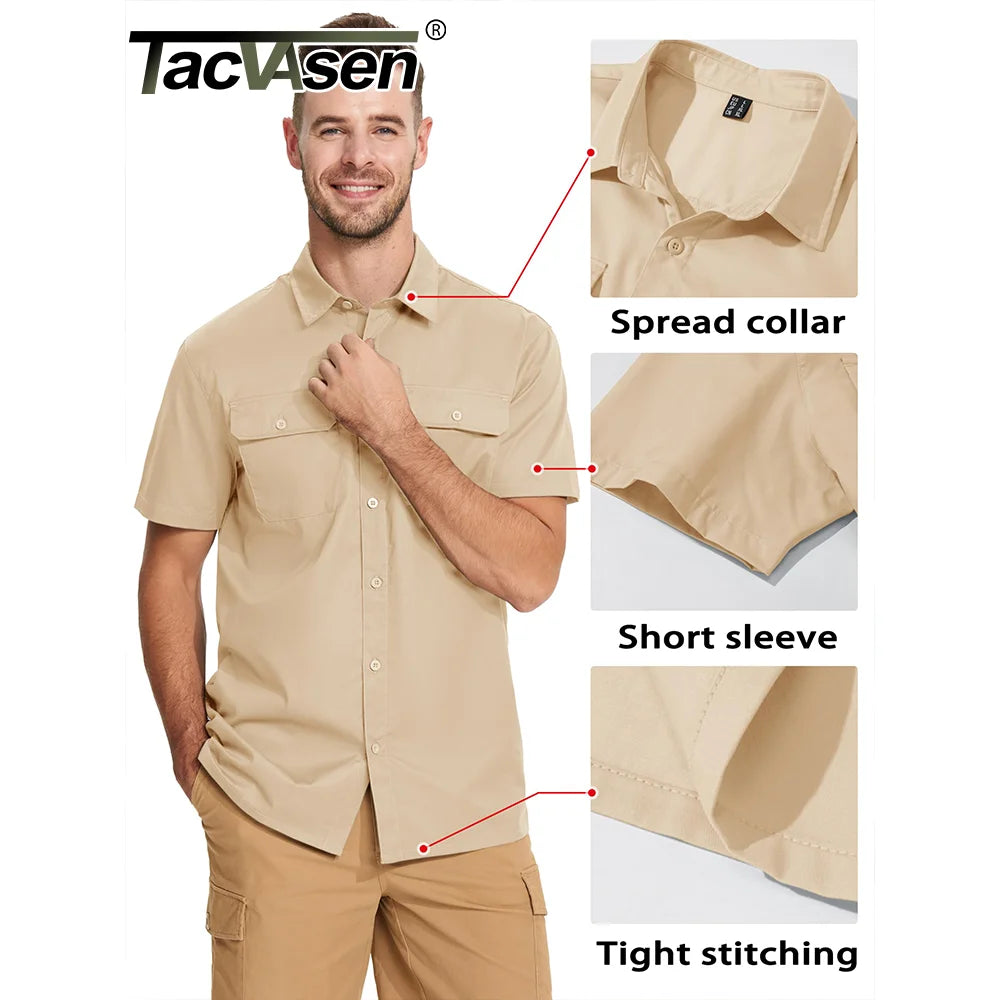 Quick Dry Short Sleeve Shirts For Men Outdoor Work