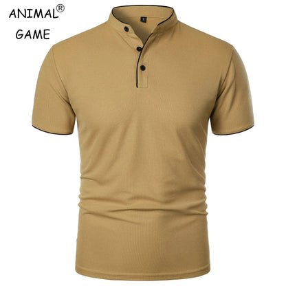 Summer Men's Short Sleeve Collar T-Shirts Solid Color Polo Shirt