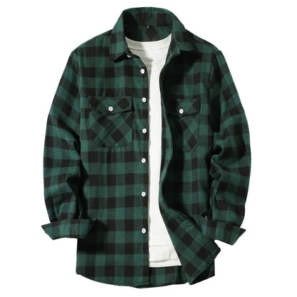 Mens Shirts Single Breasted Classic Plaid Flannel Shirt