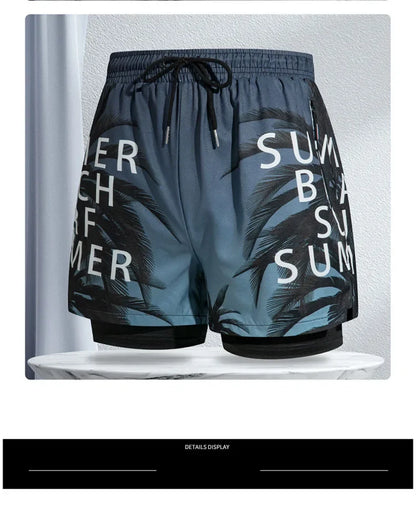 New Swim Trunks for Men Double-layer Swimming Shorts