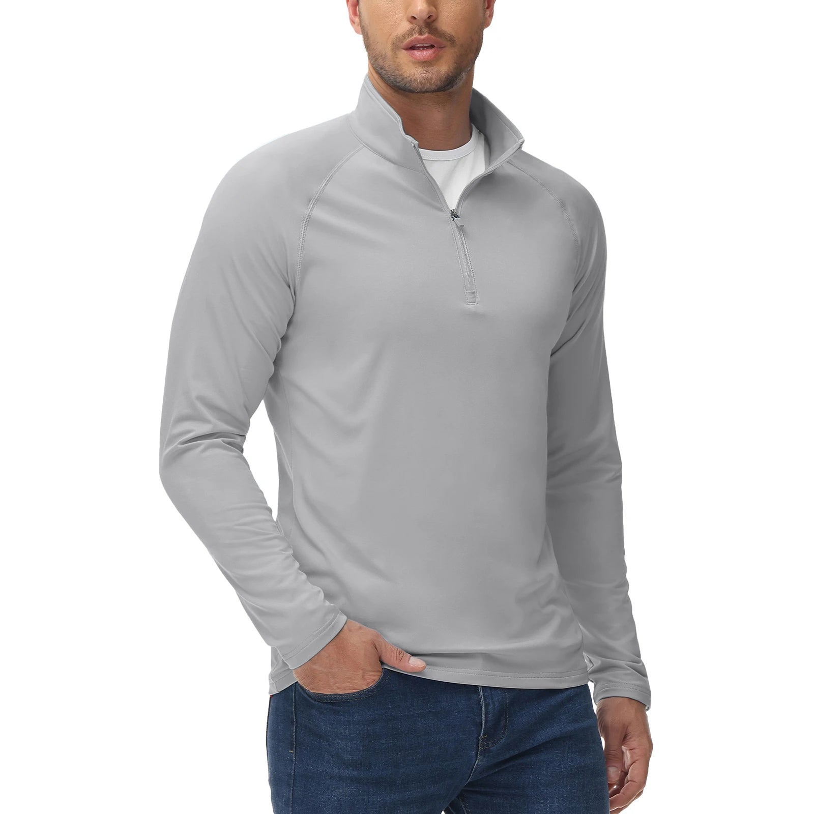 Men's Spring Soft Fleece-Lined Sweatshirt – Long Sleeve 1/4 Zip Thermal Shirt for Workout, Hiking, and Casual Wear