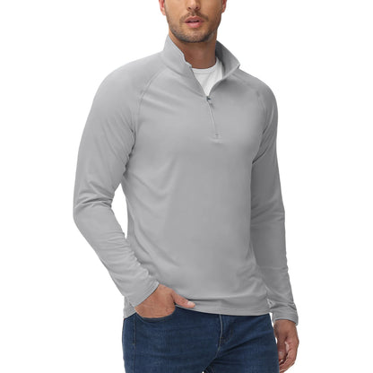 Men's Spring Soft Fleece-Lined Sweatshirt – Long Sleeve 1/4 Zip Thermal Shirt for Workout, Hiking, and Casual Wear