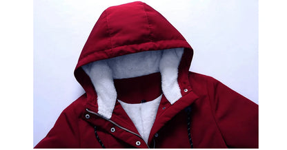 Winter Women Warm Parkas Hooded Retro Thick Plush Coats