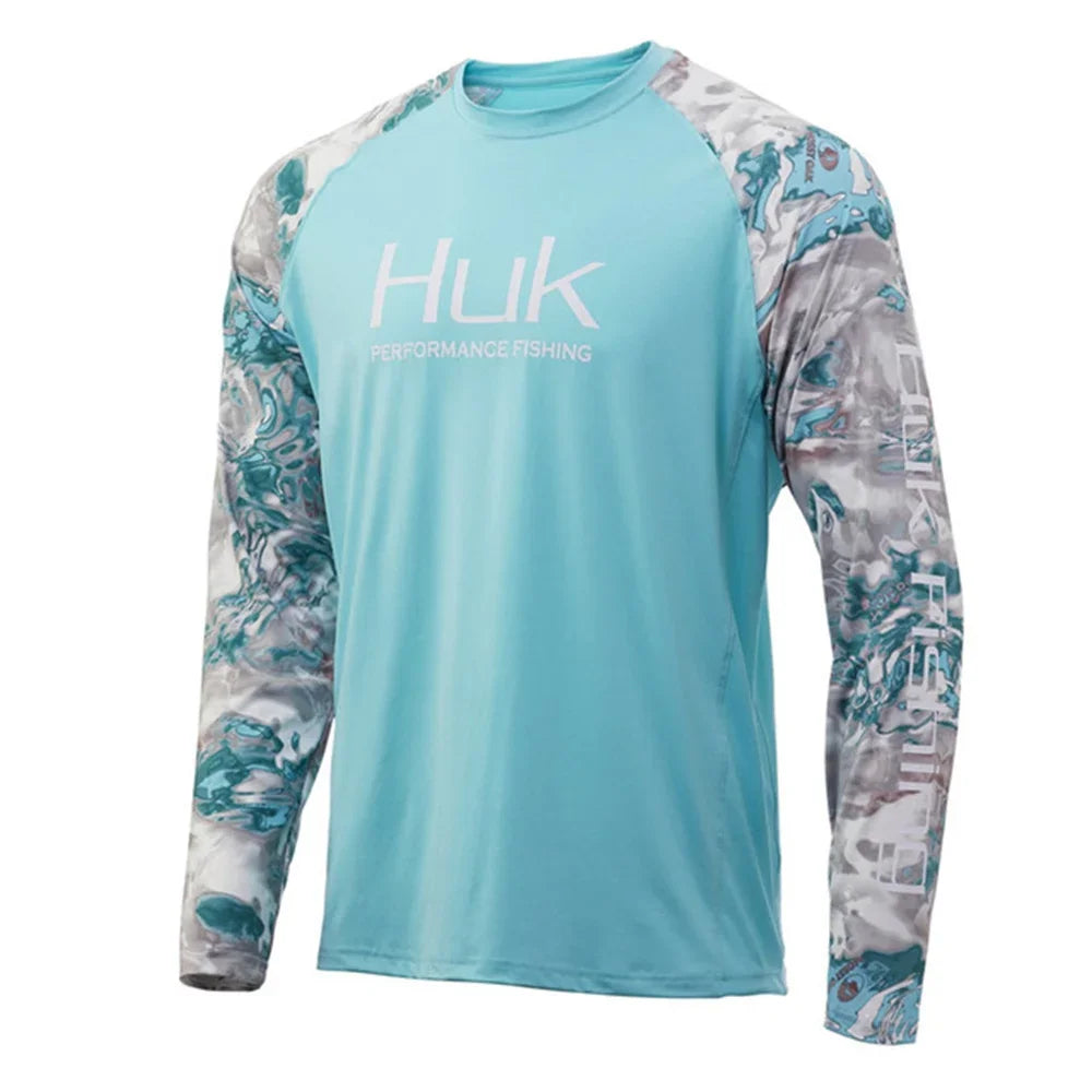 HUK Fishing Shirts Long Sleeve UV Protection Mens Jersey