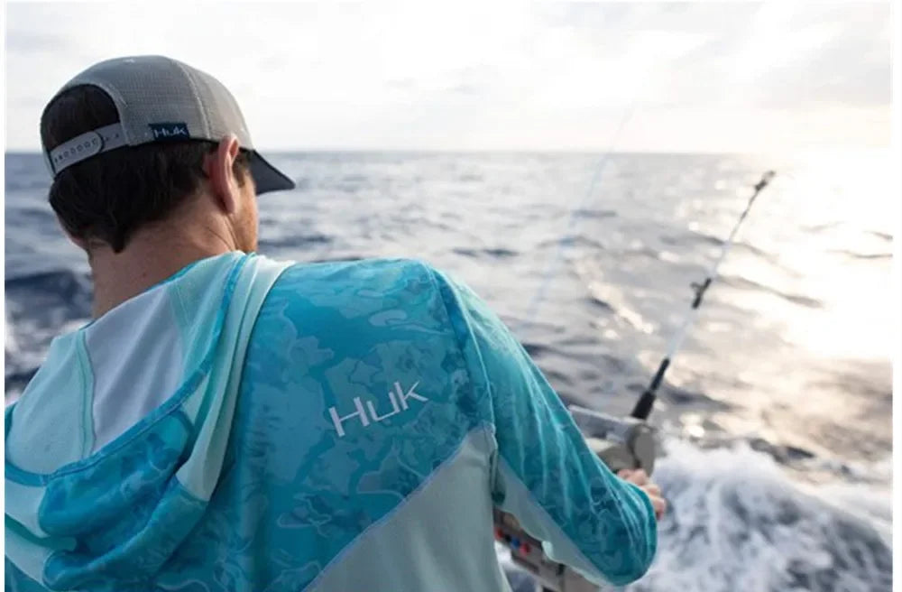 HUK Fishing Shirts Long Sleeve UV Protection Mens Jersey