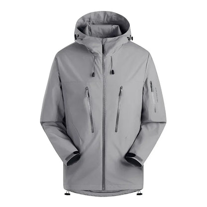 Techwear Hooded Jacket Men's Hiking Ski Zipper Pocket Raincoat