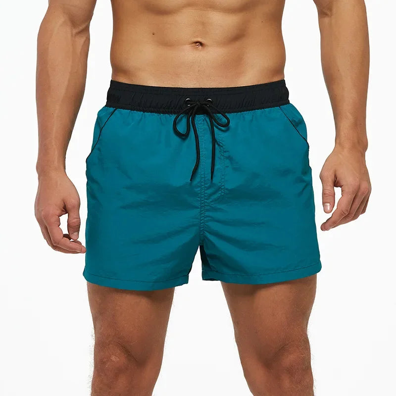 Men Swimming Shorts Summer Swimwear Trunks Quick Dry Zipper Black 4XL