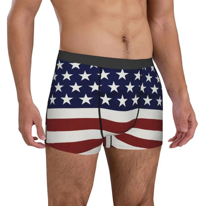 4th Of July American USA Flag Underwear 3D Pouch Boxers