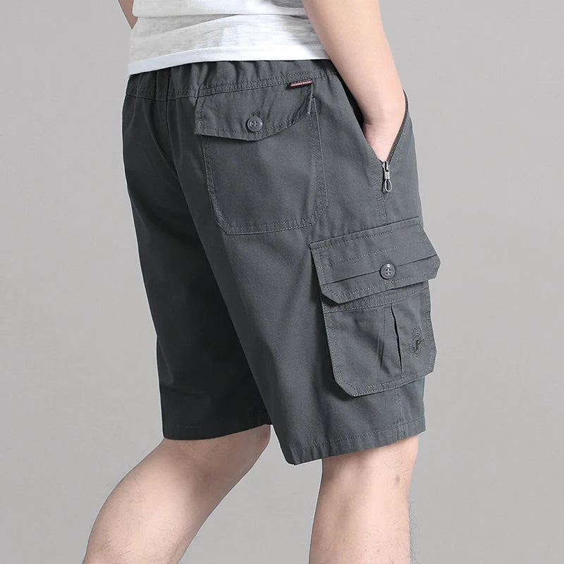 Solid Color Pockets Zipper Button Embroidery Letter Men's Summer Clothing High Waisted All-match Shorts