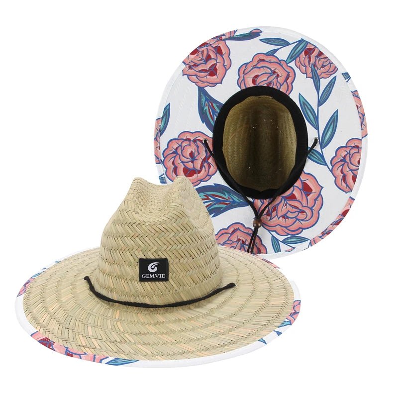 GEMVIE Fashion Women Lifeguard Hat Beach Straw Hat Summer