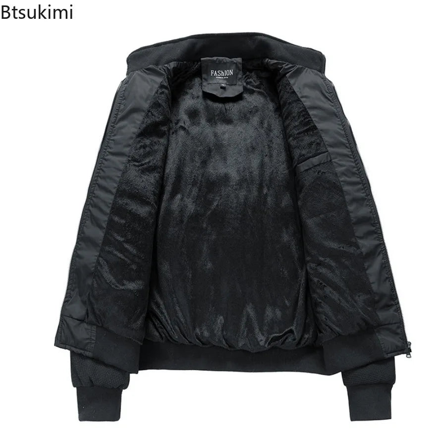 2025 Men's Thick Fleece Lining Warm Jacket Fashion Outerwear