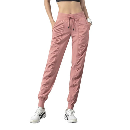 Fabric Drawstring Joggers Women Quick Dry Athletic Pants