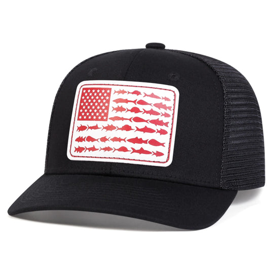 Unisex American Flag Small Fish Leather Label Caps Hat