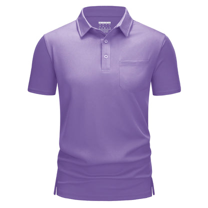 Men's Quick-Dry Golf Polo – Lightweight Summer Shirt with Chest Pocket for Hiking & Running