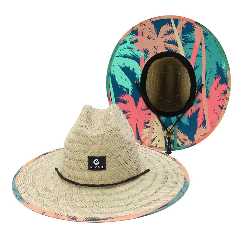 GEMVIE Fashion Women Lifeguard Hat Beach Straw Hat Summer