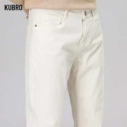 KUBRO Autumn Denim Pants Men's Baggy Straight Jeans Quality Loose Trousers