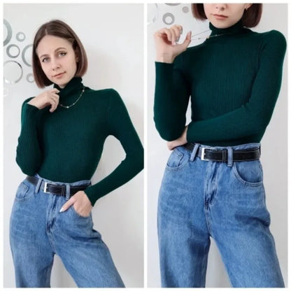 Bornladies Basic Turtleneck Women Sweaters Autumn Winter Tops