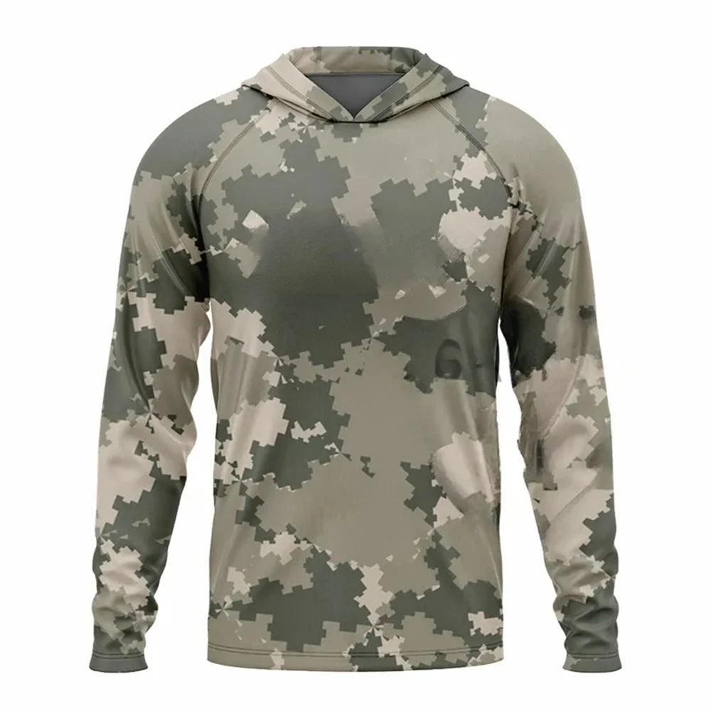 Fishing Camouflage Hoodie Men Clothes Summer Breathable Long Sleeve Fishing Shirt 4XL