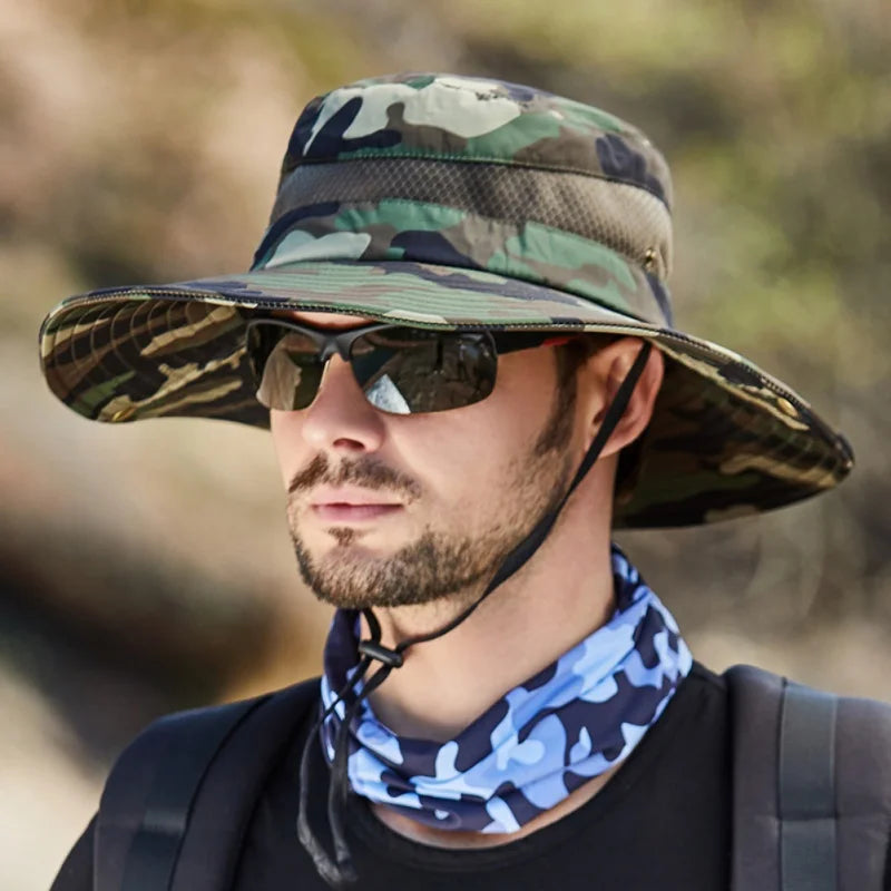 Summer Men Breathable Sun Hat Outdoor Traveling Fishing Hat