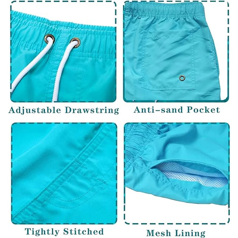 Mens Swim Trunks with Mesh Lining Side Pockets Quick Dry