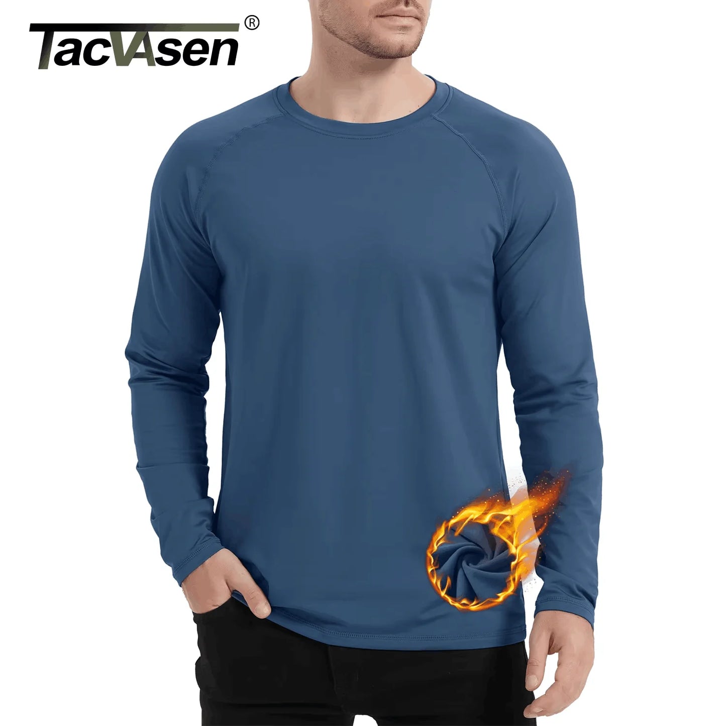 Fleece Lined T Shirts Mens Thermal Pullover Tops