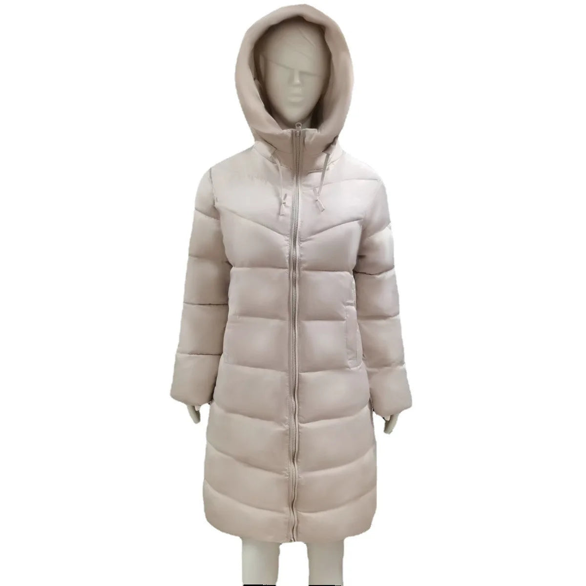 Winter Hooded Women's Cotton Padded Jacket Mid-length Outwear