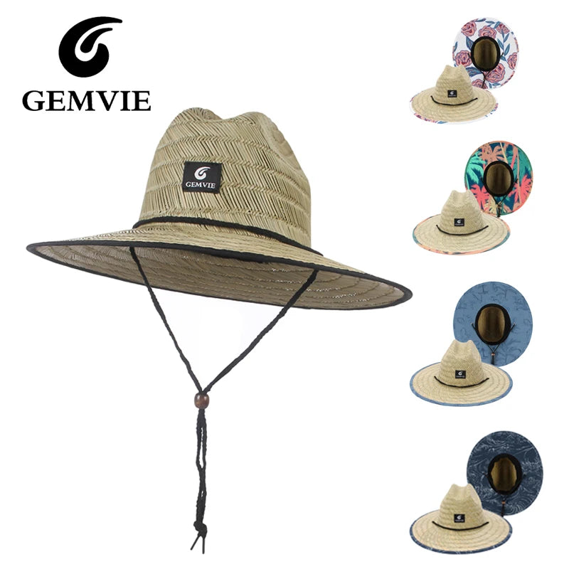 GEMVIE Fashion Women Lifeguard Hat Beach Straw Hat Summer