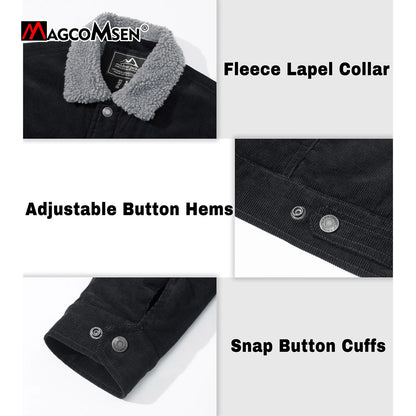MAGCOMSEN Men's Corduroy Jackets Vintage Sherpa Fleece