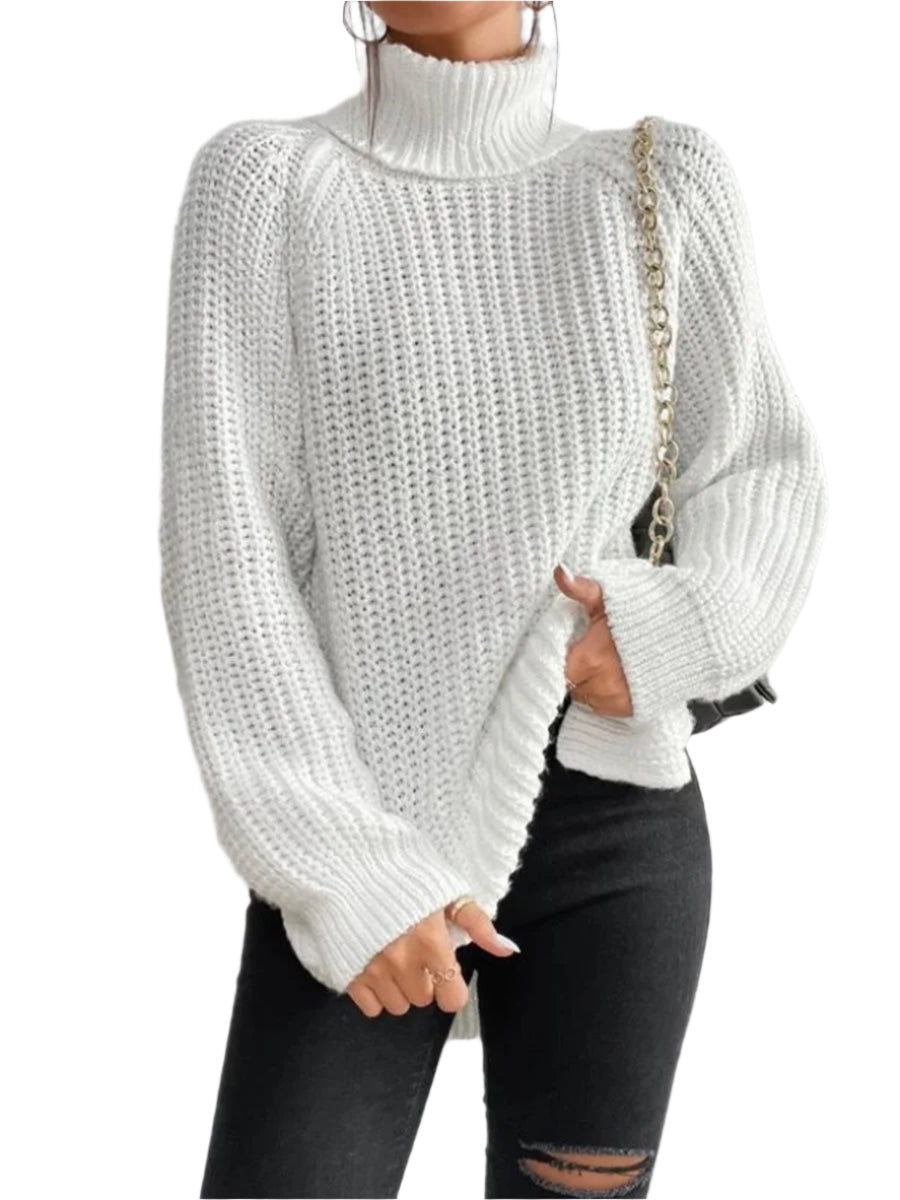 Women Winter Turtleneck Loose Sweater Elegant Drop Sleeve Tops