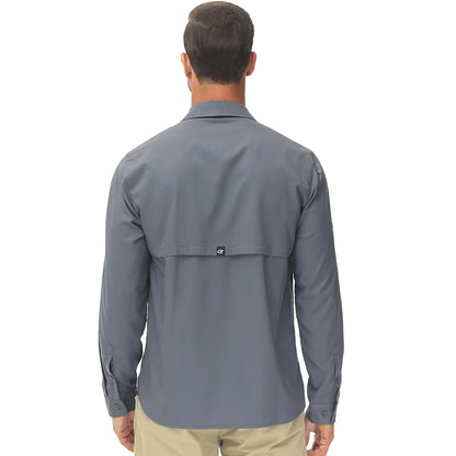 Men's UPF 50+ Long Sleeve Fishing Shirt with Zipper Pocket