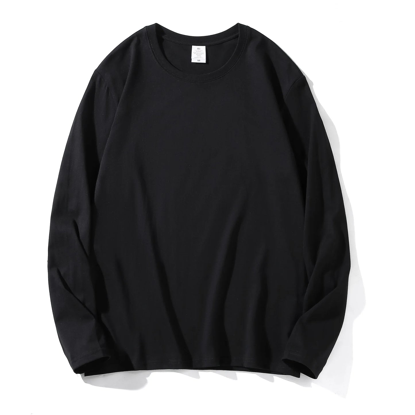 Spring Autumn Casual Long Sleeve T-Shirts Men Women Solid Cotton O-Neck Tops 4XL Plus Size Tees