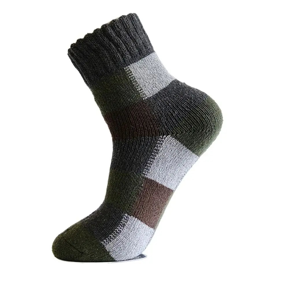 Vintage Lattice Wool Socks Men Winter Thick Warm Plush Socks